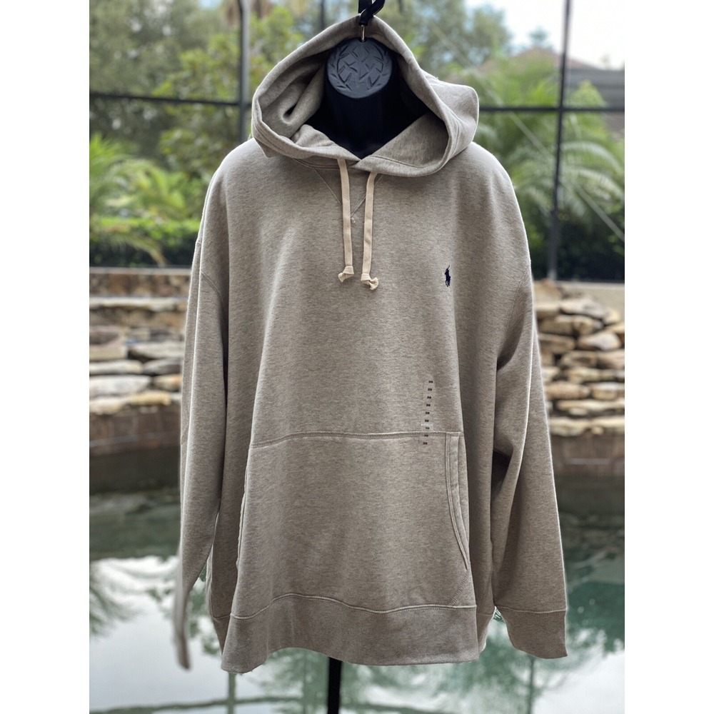 Polo Ralph Lauren Men's 2XB Gray Fleece Hoodie with Kangaroo Pocket